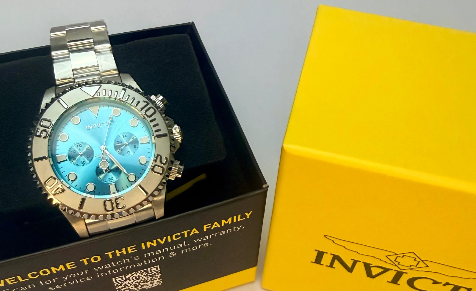 49213 Invicta Grand Diver Stenoz Chronograph 47mm Stainless Light Blue Dial 200M