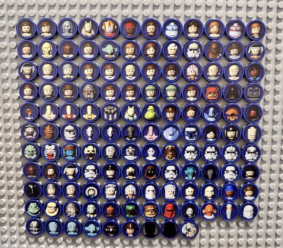Lego TCS Tiles- Custom printed on lego - x129 tiles Complete Set Saga