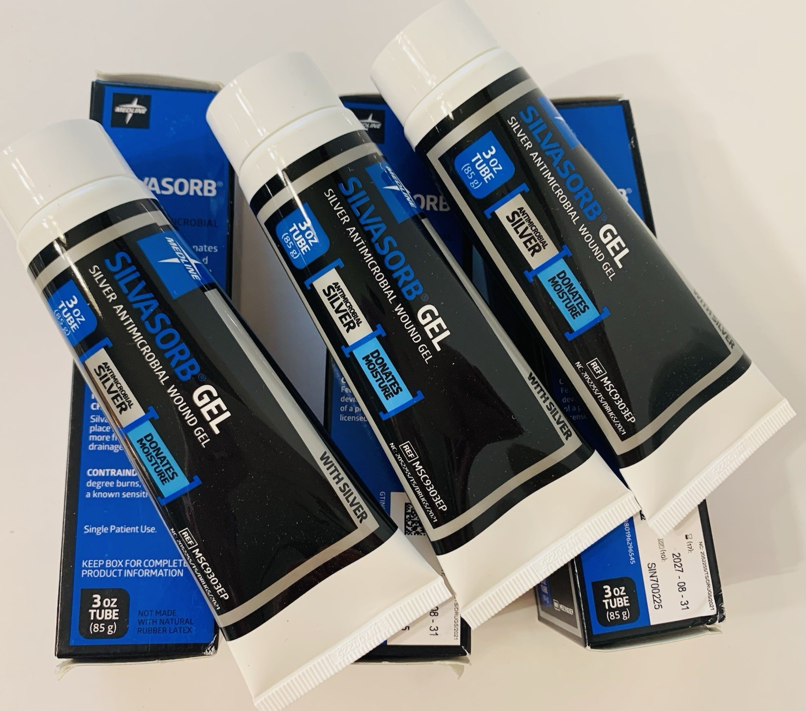 3 X Medline SilvaSorb Silver Antimicrobial Wound Gel, 3oz. Tube Exp2026/11-2027 3 X Medline SilvaSorb Silver Antimicrobial Wound Gel, 3oz. Tube Exp2026/11-2027