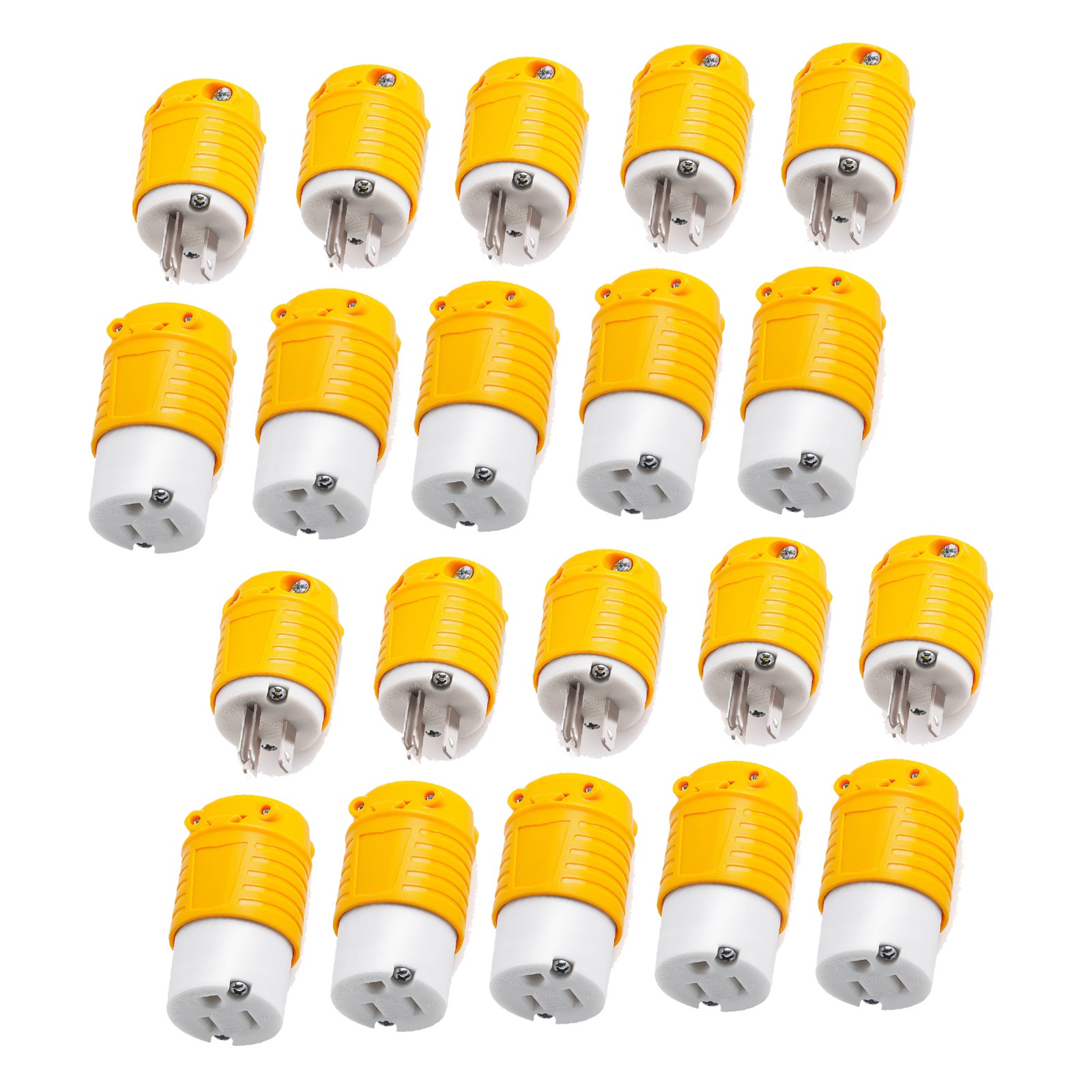 10 Set Extension Cord Male Female Replacement Plug 15A 125V NEMA 5-15P/5-15R ETL