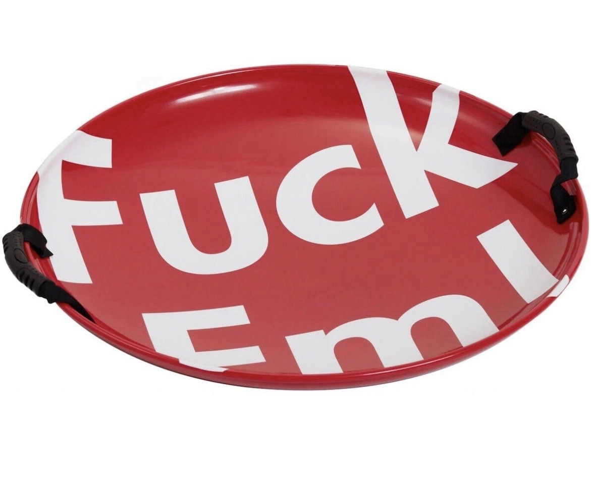 Supreme “ Fuc Em’ ” Sled Red/White Metal with Handles. NWT Supreme “ Fuc Em’ ” Sled Red/White Metal with Handles. NWT