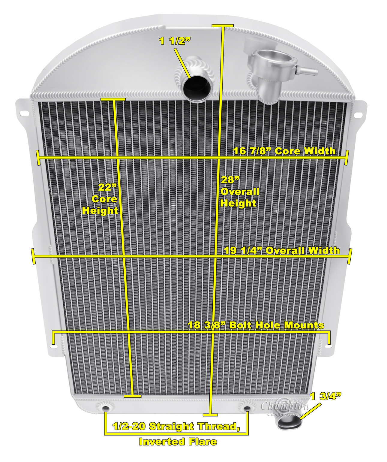SR Champion 3 Row Radiator Chevy Config for 1939 Chevrolet JA Master Deluxe
