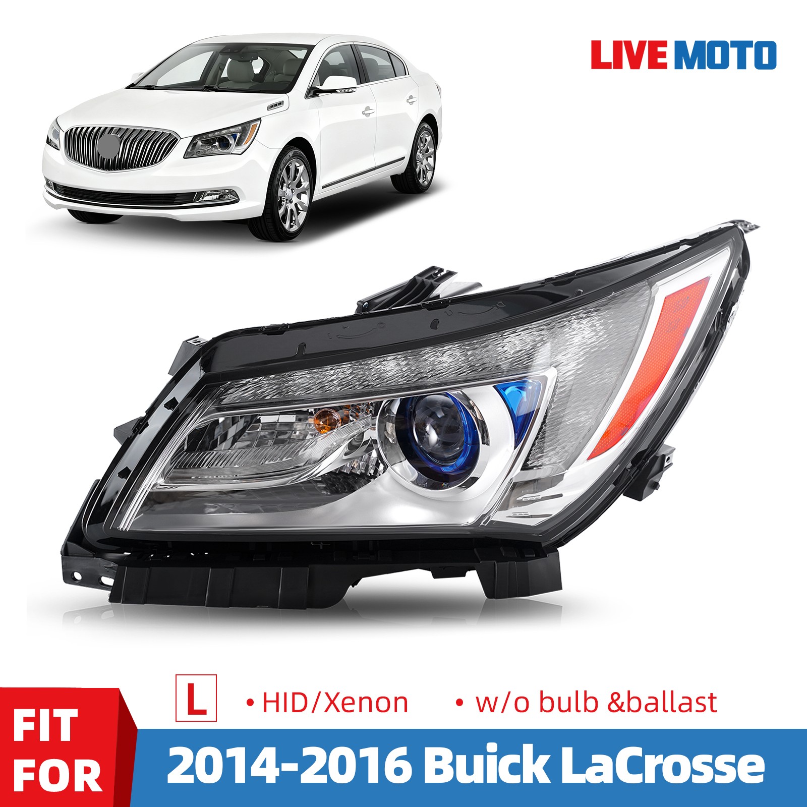 For 2014-2016 Buick LaCrosse HID/Xenon Headlight w/Adaptive w/o Bulb Driver Side For 2014-2016 Buick LaCrosse HID/Xenon Headlight w/Adaptive w/o Bulb Driver Side
