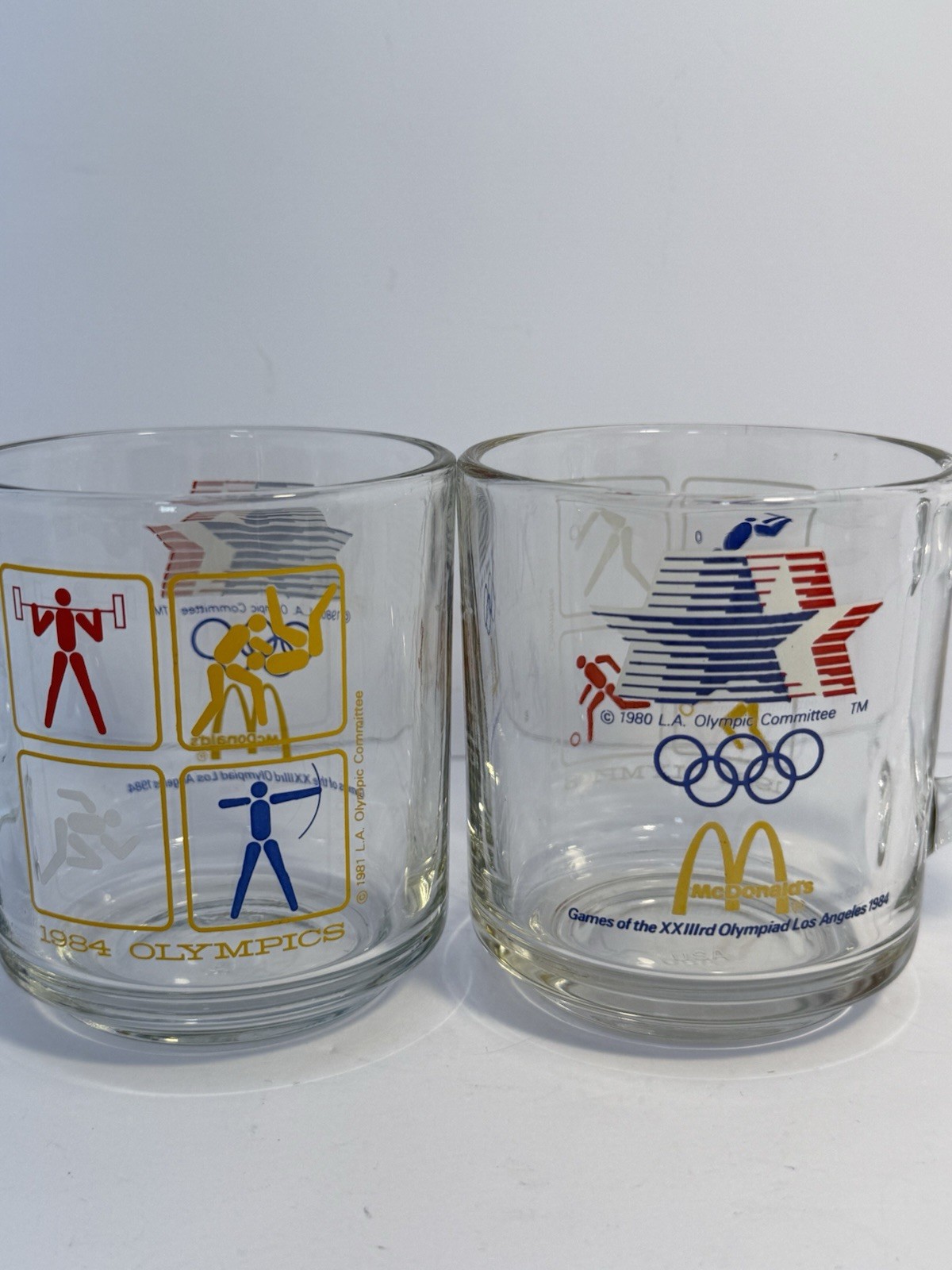 Vtg, 1984 23rd Olympiad / Los Angeles, McDonalds Collectible Mugs, Set of 2