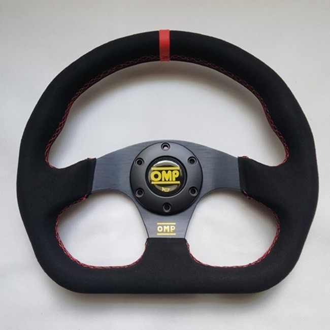 OMP Black Suede Leather D Shape Street Sport Steering Wheel 320mm 12.5in BSLRR