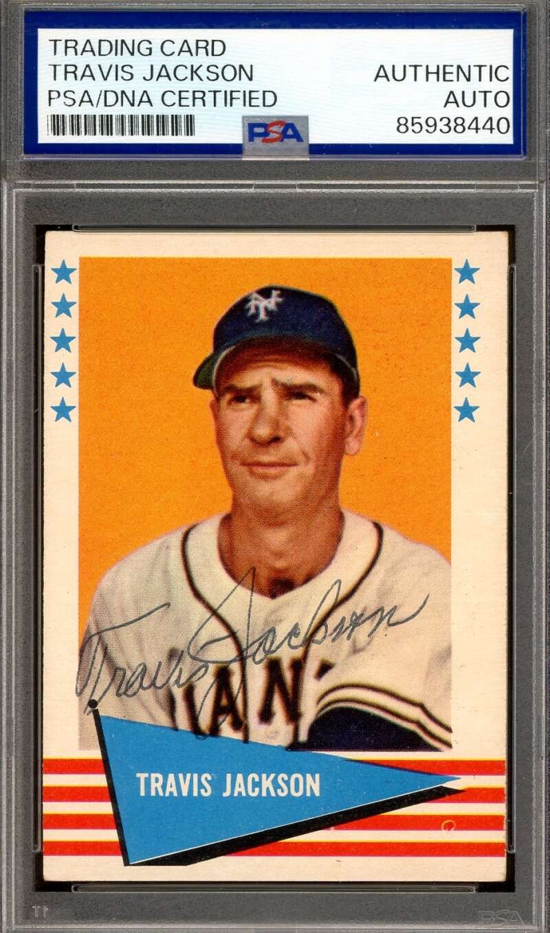 Travis Jackson PSA DNA Signed 1961 Fleer Autograph Travis Jackson PSA DNA Signed 1961 Fleer Autograph
