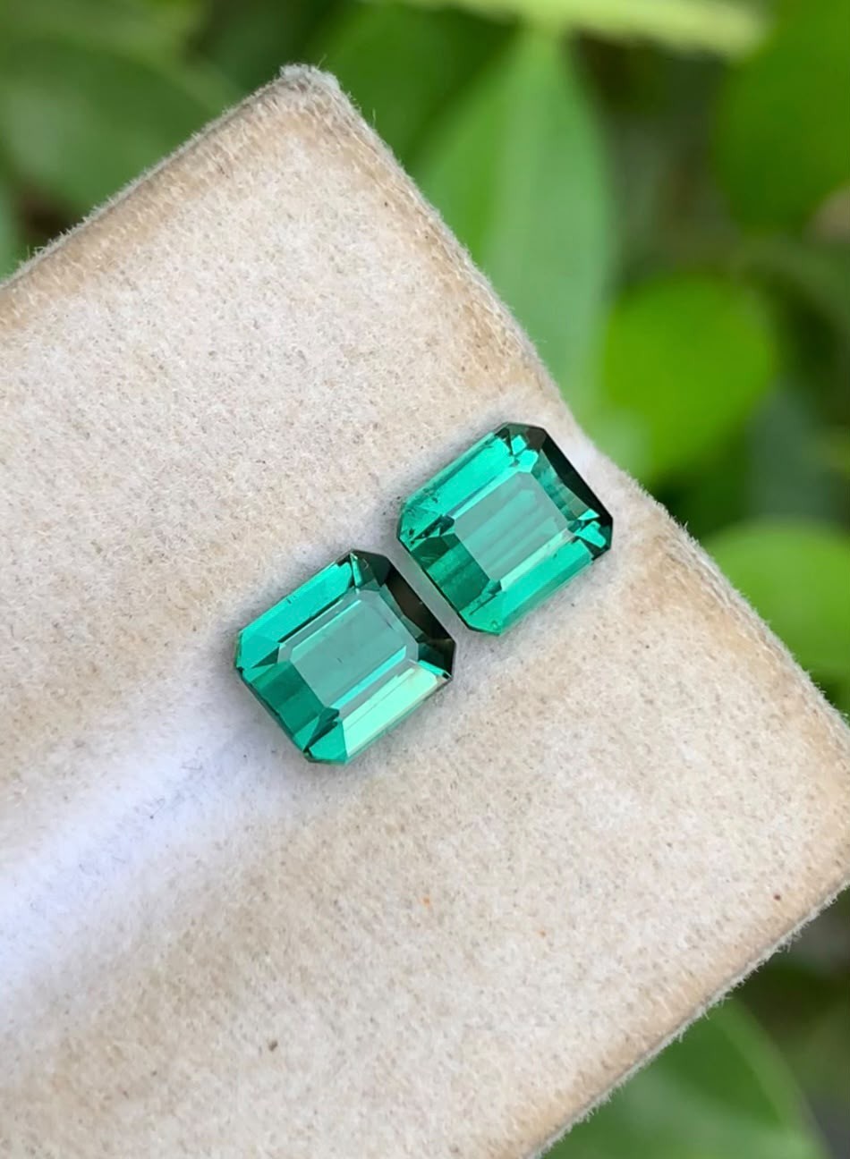 IF 2.40CT Carat Excellent Emerald Shape Tourmaline Pair From Afghanistan