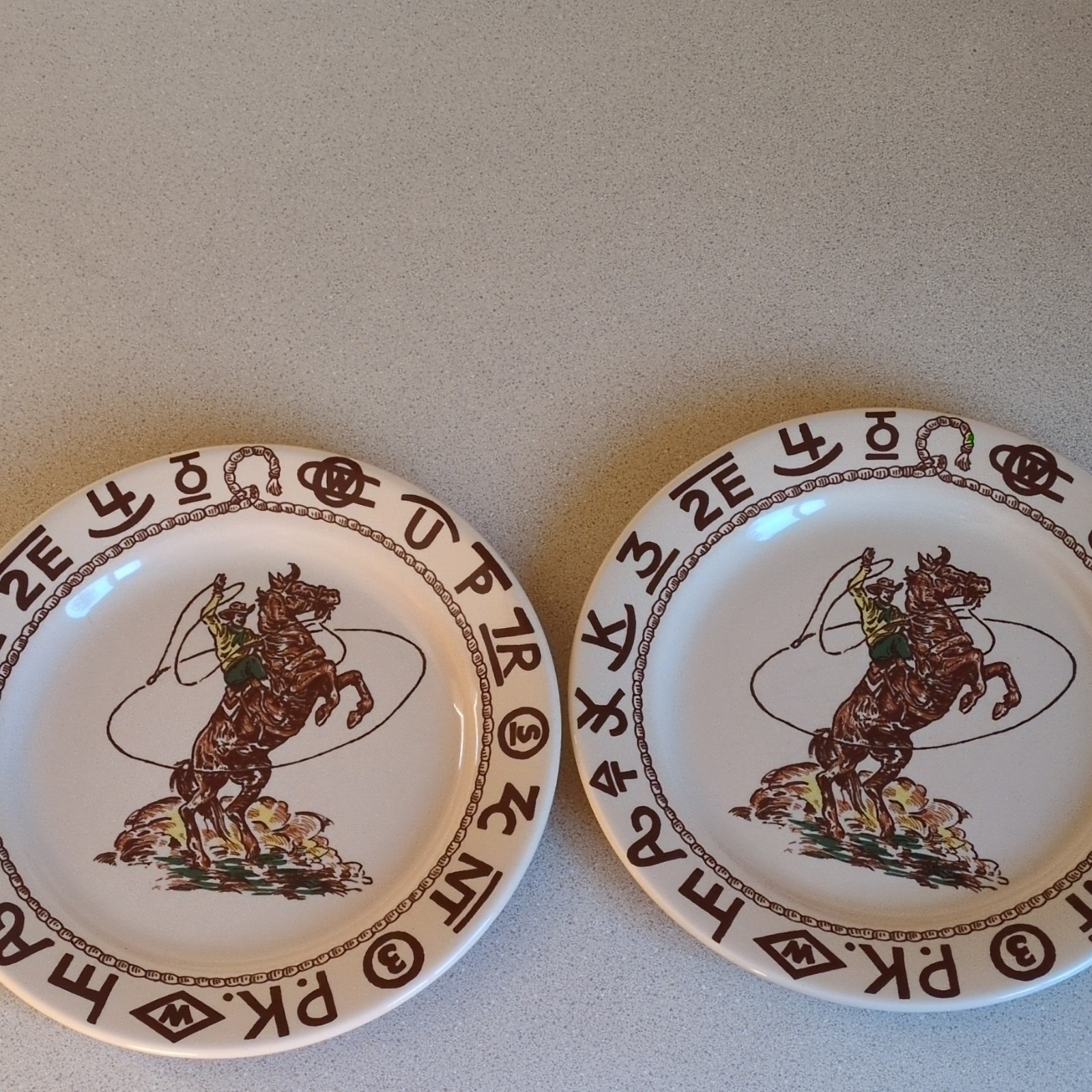 Westward Ho Rodeo Pattern True West Ceramic Lunch Plate Set Of 2