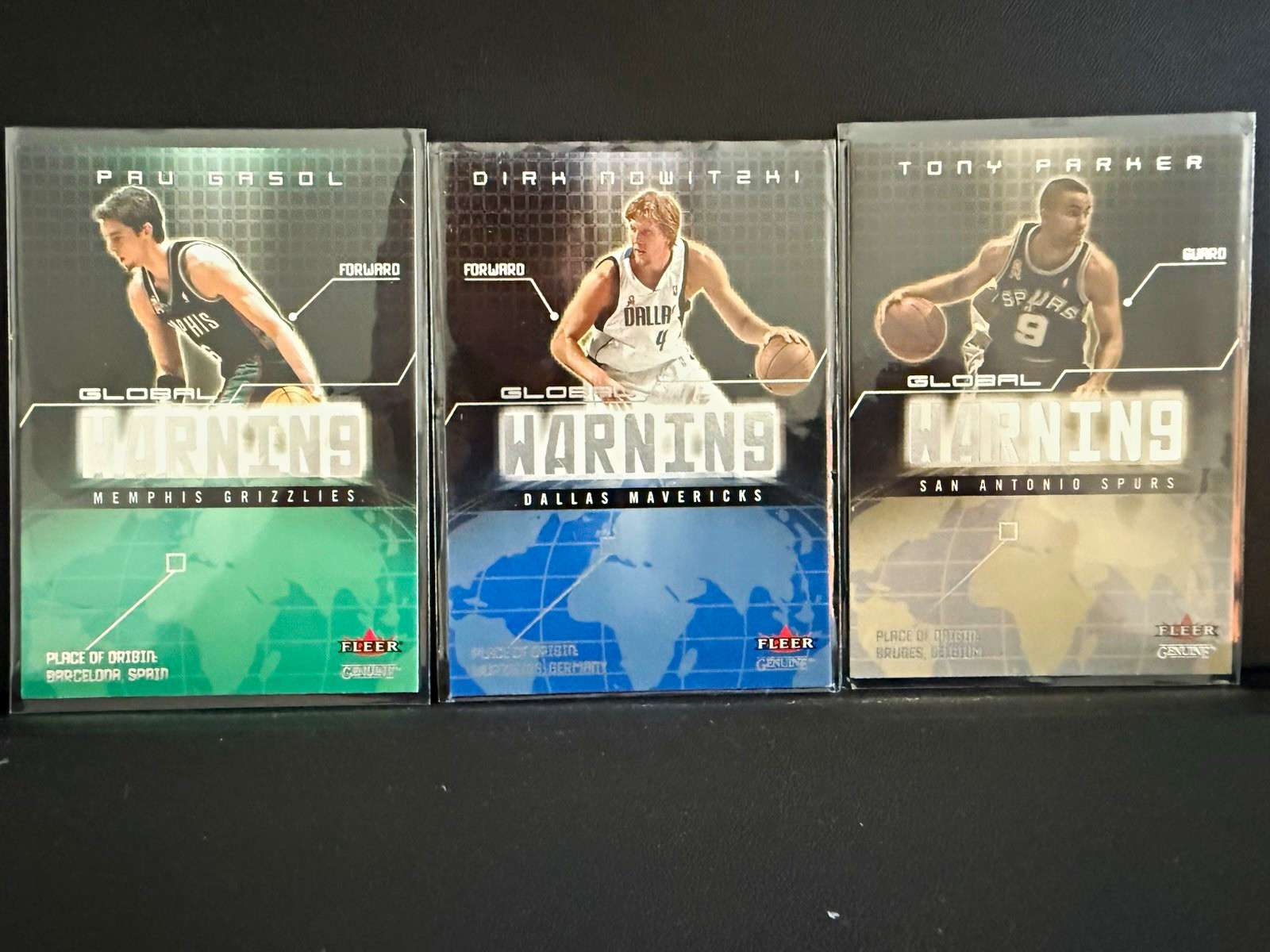 Fleer 2002-03 Genuine Global Warning Insert 3-Card Lot Gasol/Nowitzki/Parker