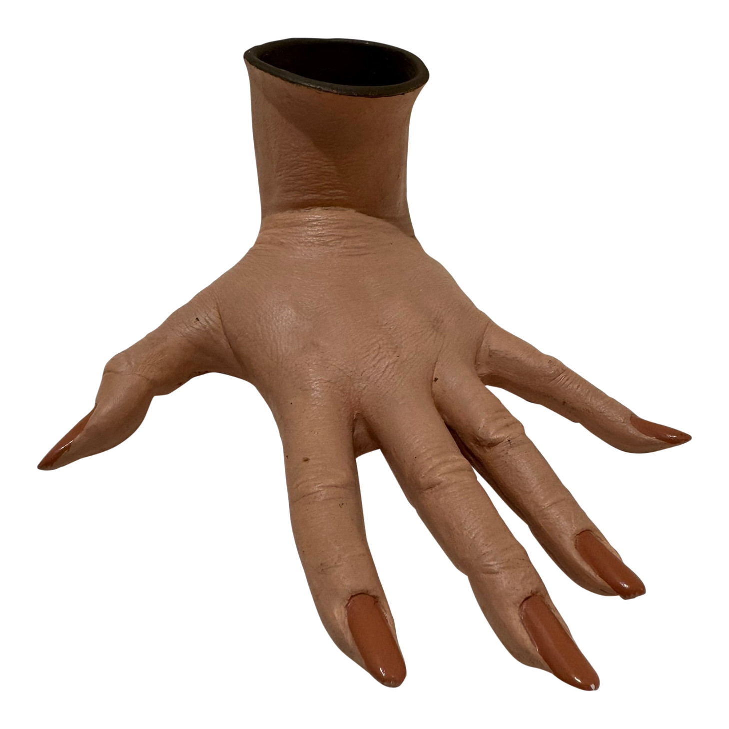 Vintage Ceramic Hand Sculpture Vase Surreal Art Object Planter Ring Holder