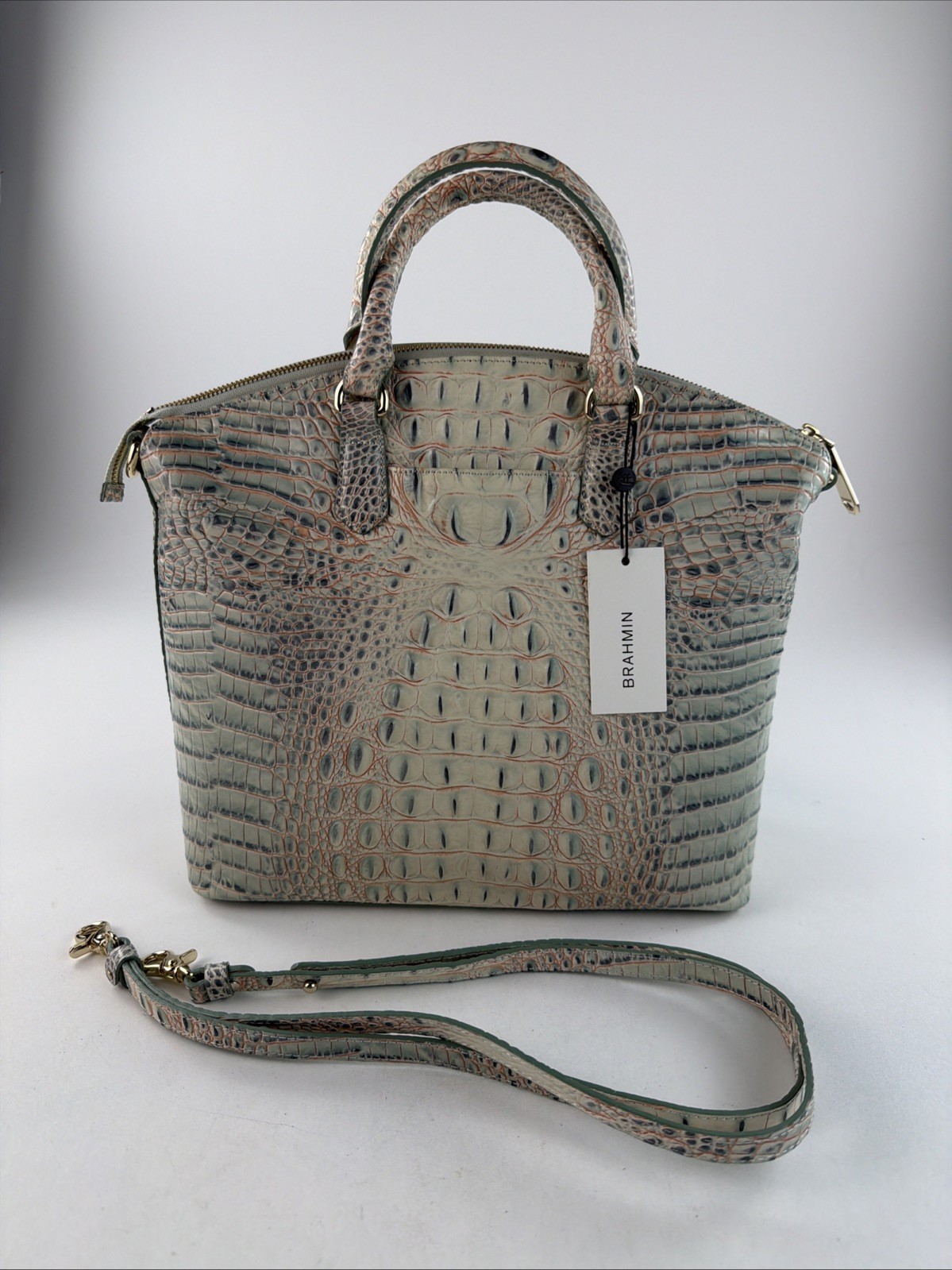 Brahmin Melbourne Duxbury Large Satchel Biscay Leather Purse W/ Shoulder Strap Brahmin Melbourne Duxbury Large Satchel Biscay Leather Purse W/ Shoulder Strap