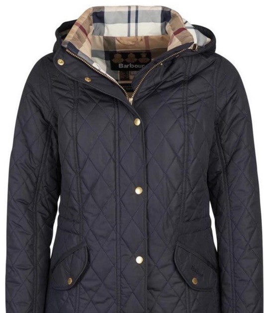Barbour Millfire Hooded Quilted Womens Jacket Navy Blue Classic Tartan US 14 Barbour Millfire Hooded Quilted Womens Jacket Navy Blue Classic Tartan US 14