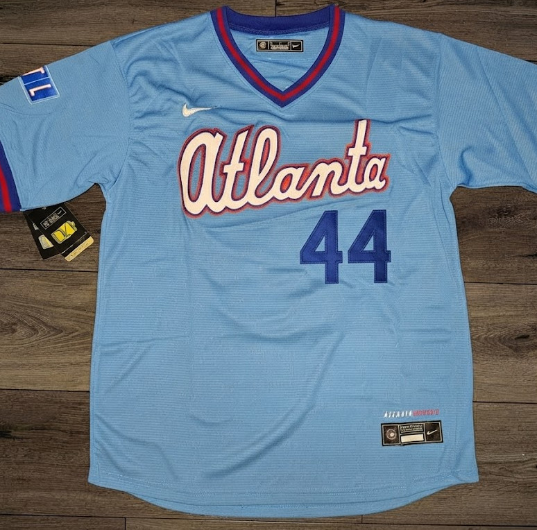 2026 Hank Aaron #44 Atlanta Braves City Connect Jersey Blue NWT - Size M