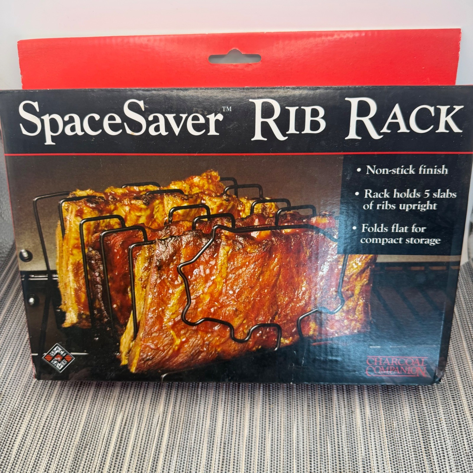 Charcoal Companion SpaceSaver Rib Rack CC3011 Non-Stick 5-Slab Grill Rack