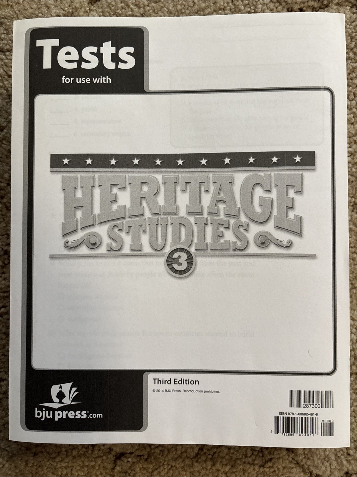HERITAGE STUDIES TESTS GRD 3 By Bob Jones University