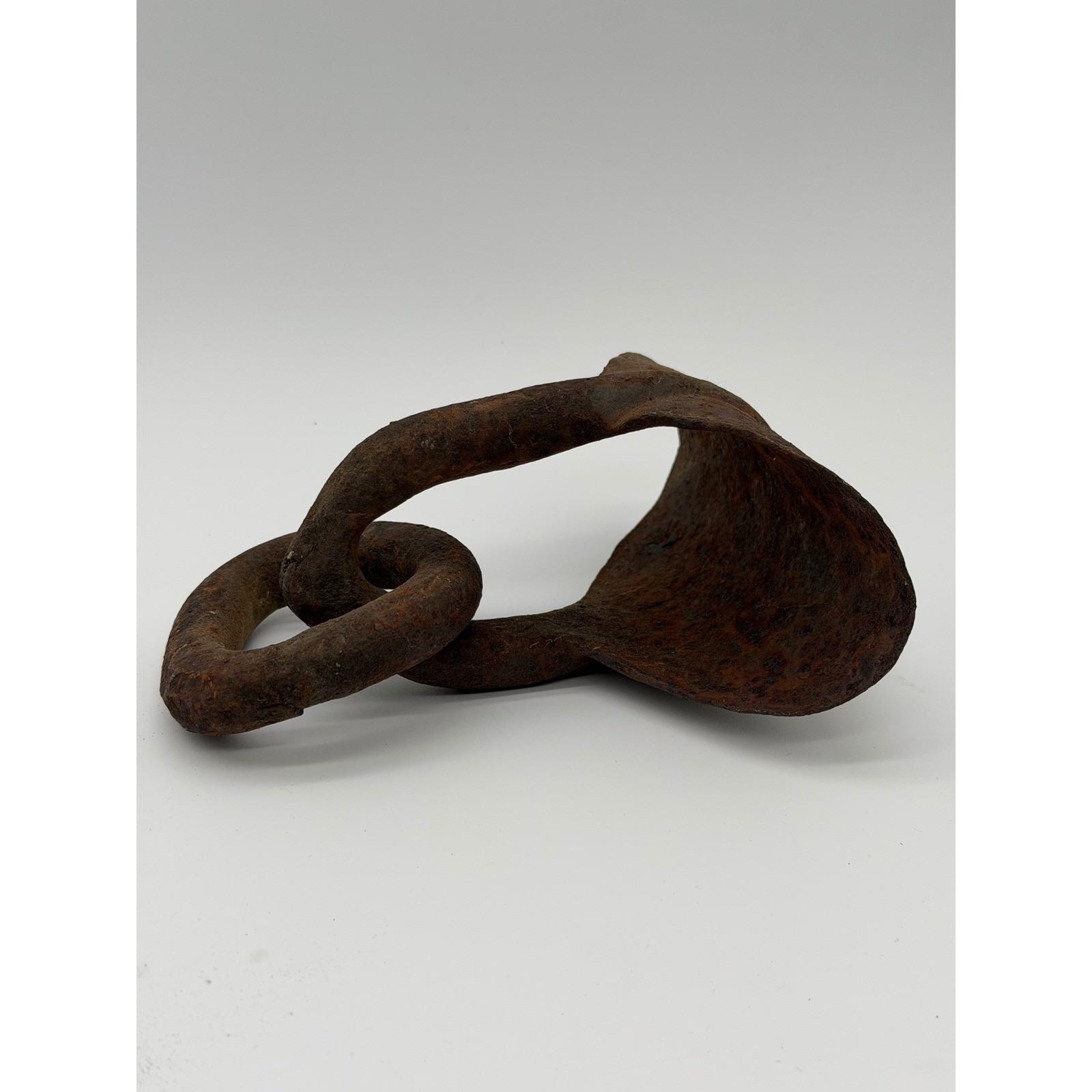 Antique Hand Forged Iron Stirrup Primitive Rusted Metal Equestrian Decor Chain Antique Hand Forged Iron Stirrup Primitive Rusted Metal Equestrian Decor Chain