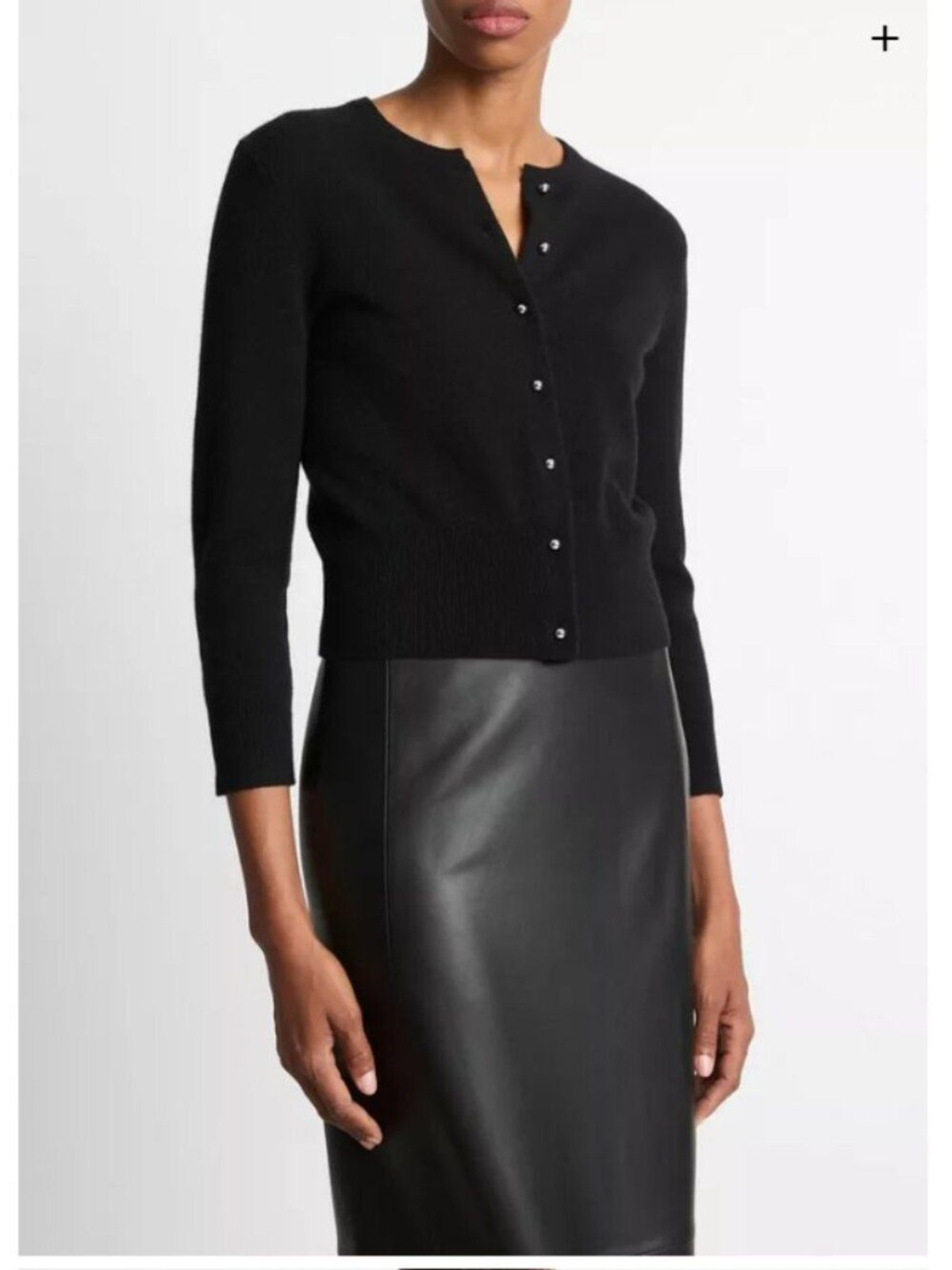 NWT Vince Black Wool Cashmere Metal Button Cardigan Sweater Small S New