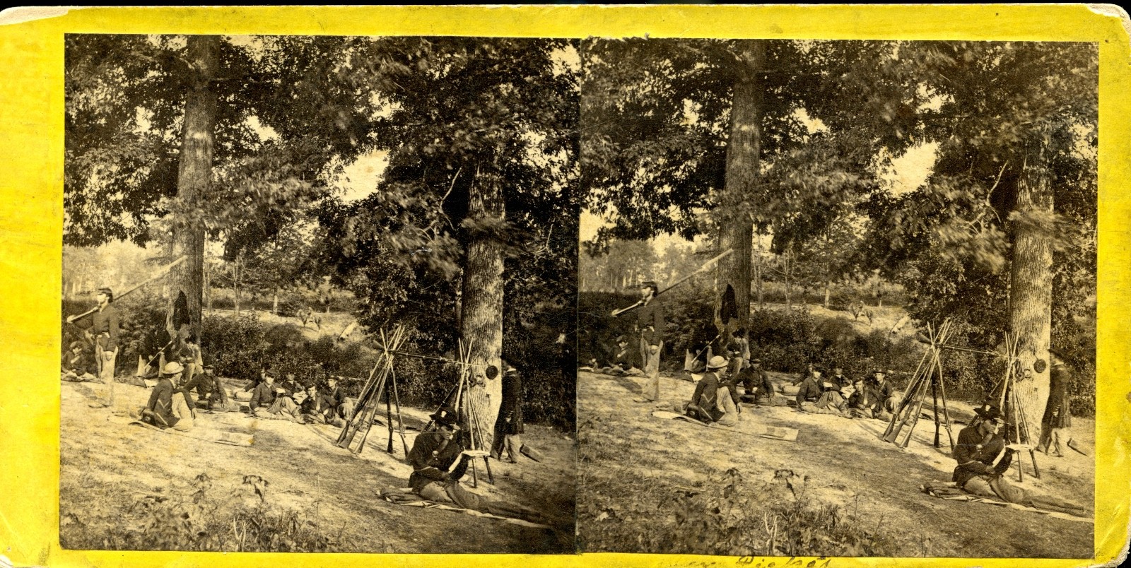 134 Illinois Infantry Under Trees - Civil War Stereoview Card 134 Illinois Infantry Under Trees - Civil War Stereoview Card
