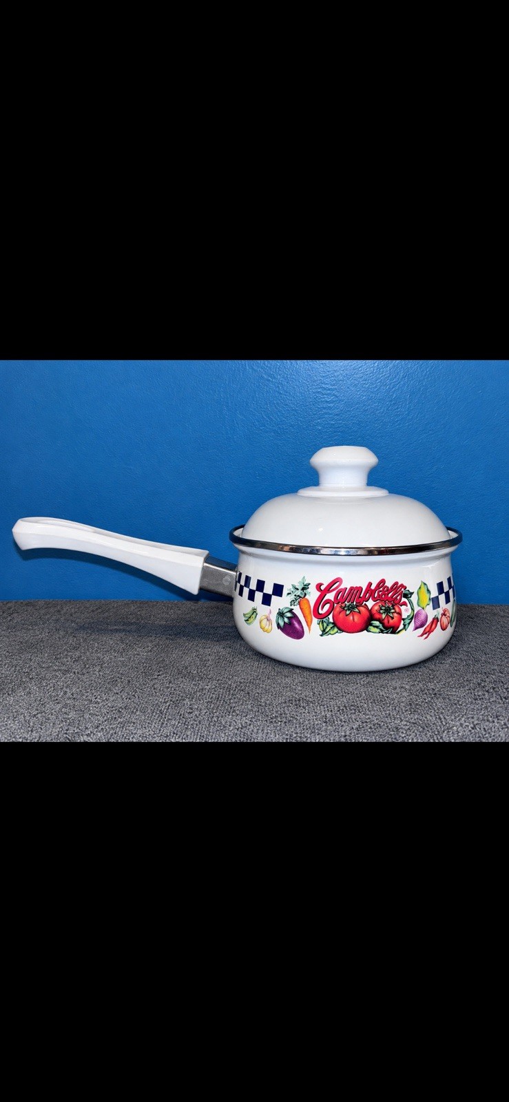 Vintage 1997 Gibson Campbell's Soup Saucepan Pot w/ Lid Porcelain Enamel