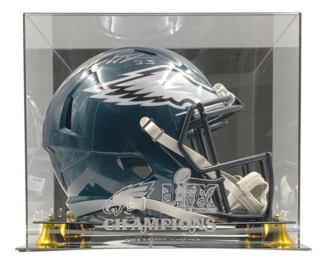 Cooper DeJean Signed Eagles FS Replica Helmet Fanatics w/ Super Bowl 59 LIX Case