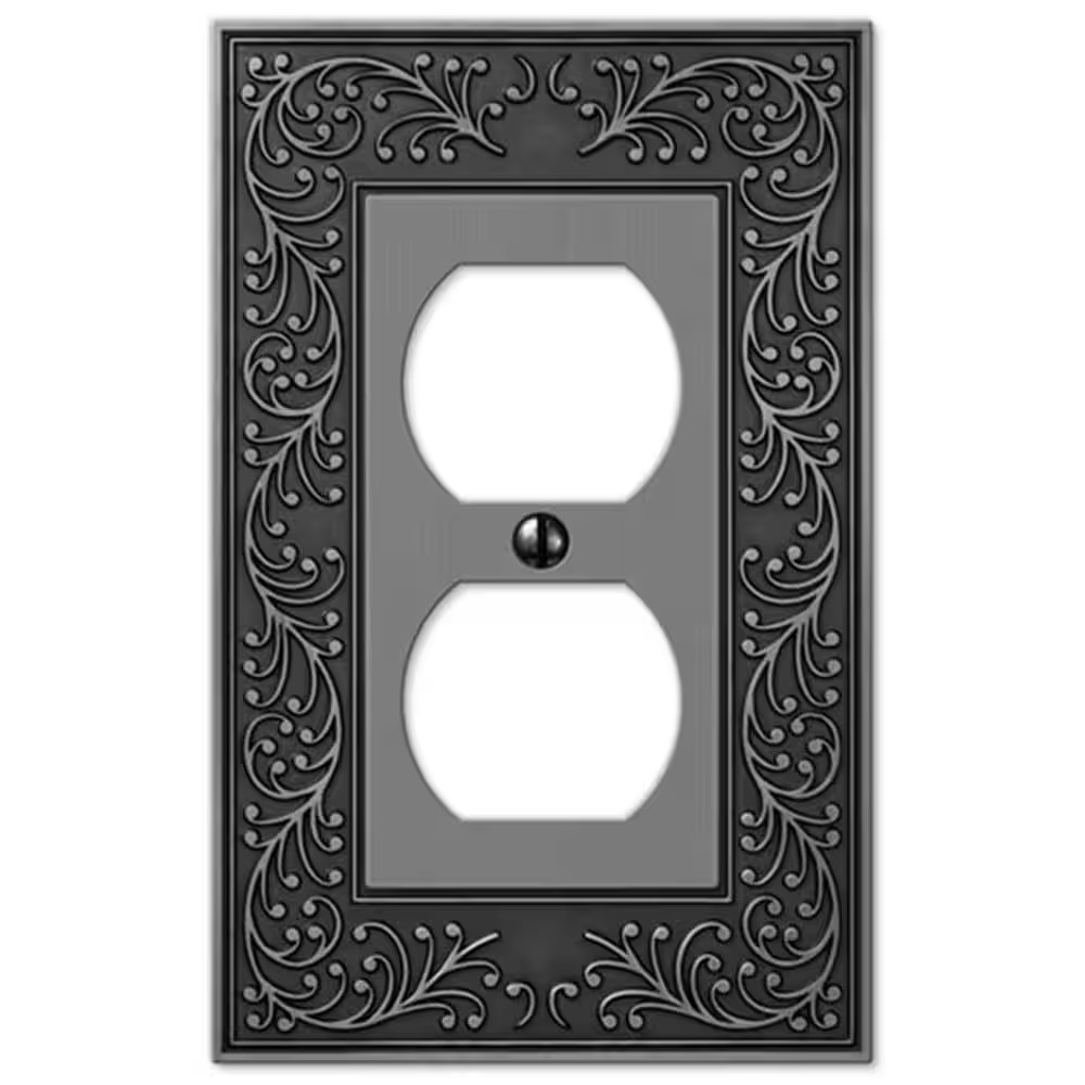 English Garden 1 Gang Duplex Metal Wall Plate - Antique Nickel