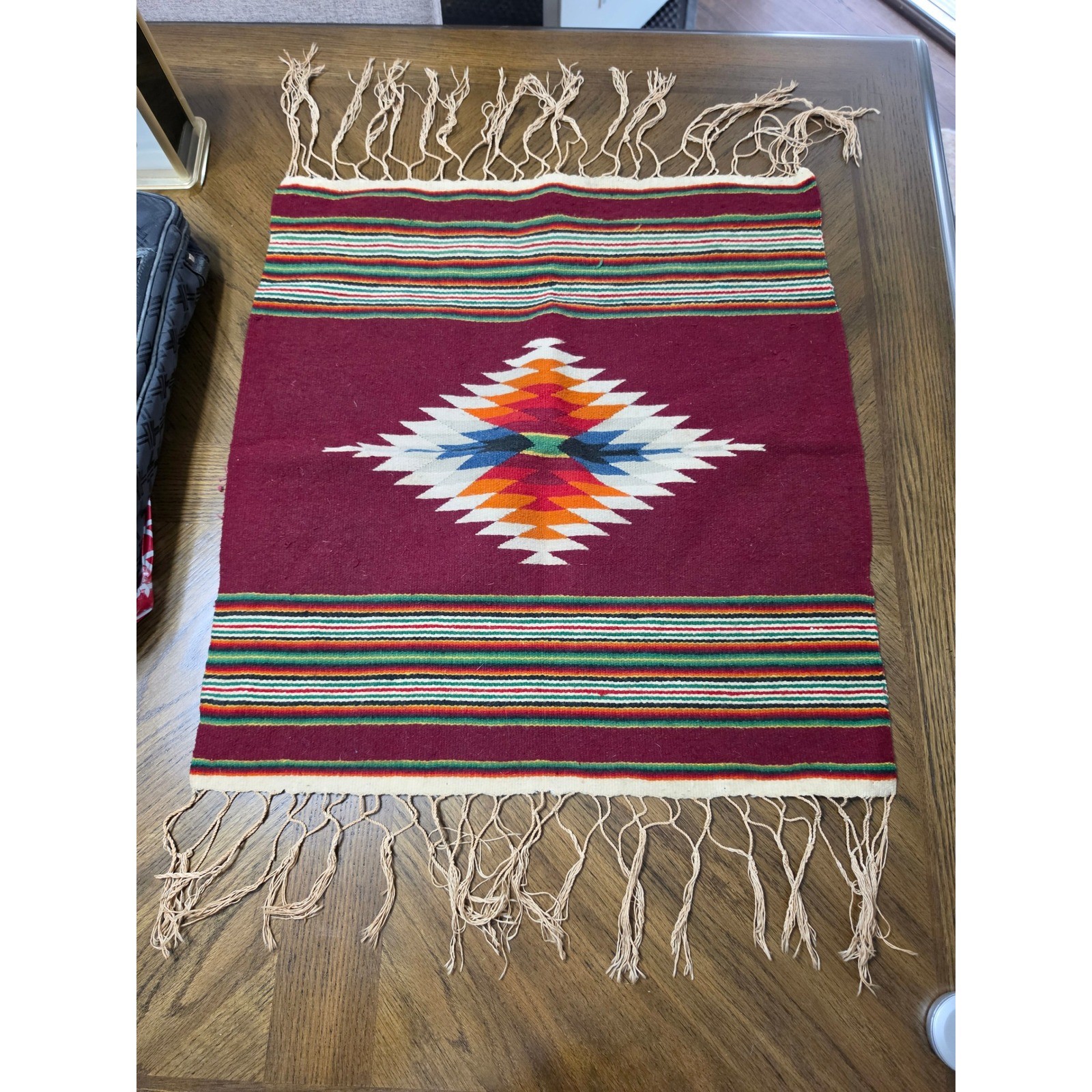 Antique Vintage Native MEXICAN Saltillo Serape style Textile Mexico Art