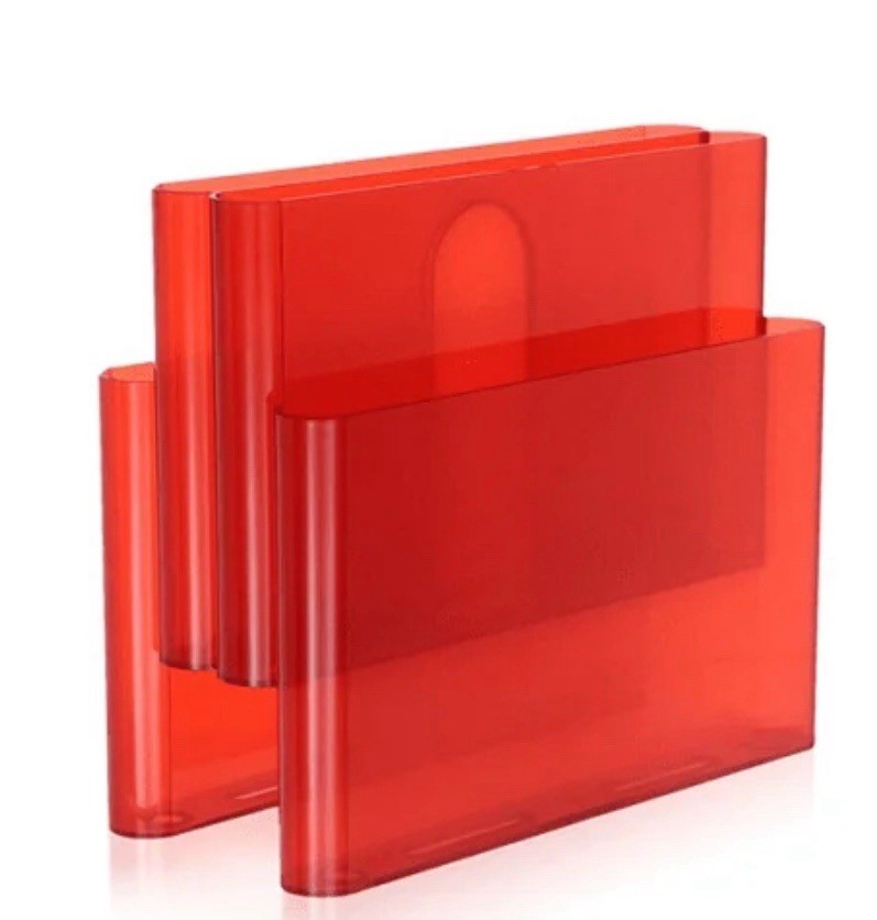 Kartell Orange Red Magazine Rack (4676-7) Designed by Giotto Stoppino MCM Style