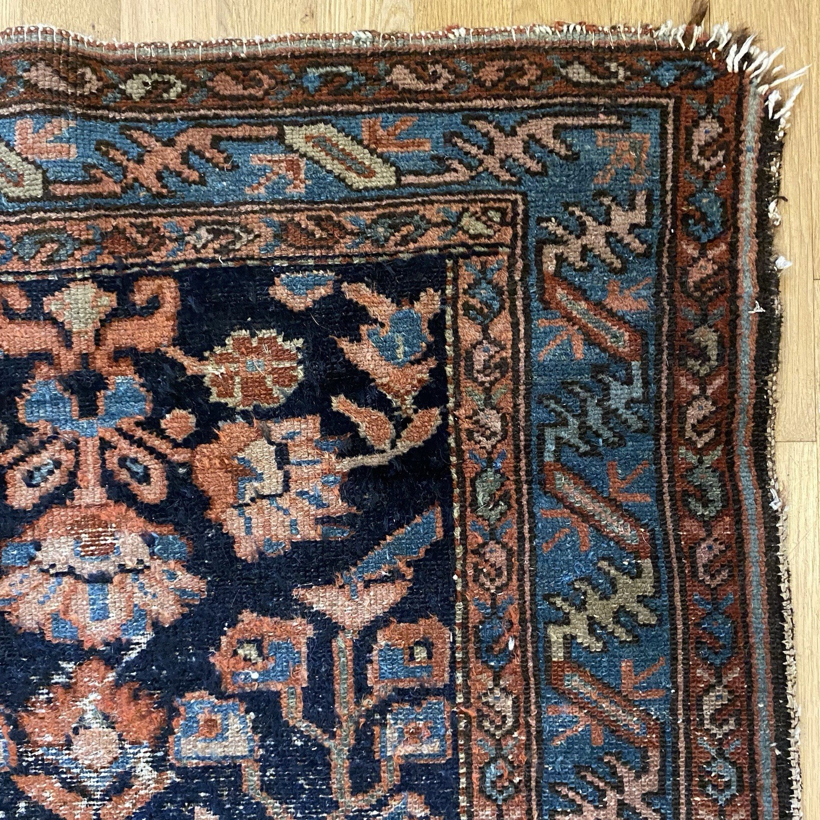 Vintage Rug 2' 9 x 3' 10 Blue Hand Knotted Oriental Rug Vintage Rug 2' 9 x 3' 10 Blue Hand Knotted Oriental Rug