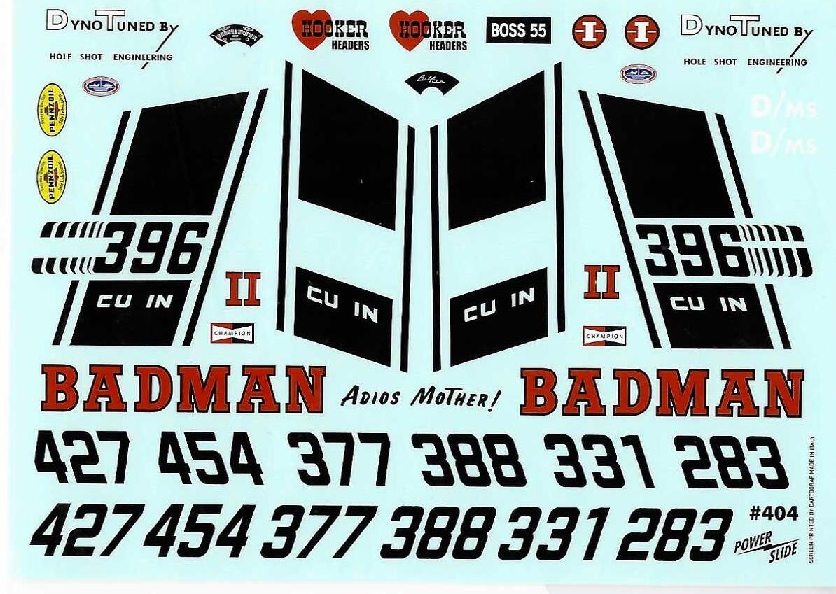 Powerslide 404 Badman 55 Chevy 1/24 1/25 waterslide decal