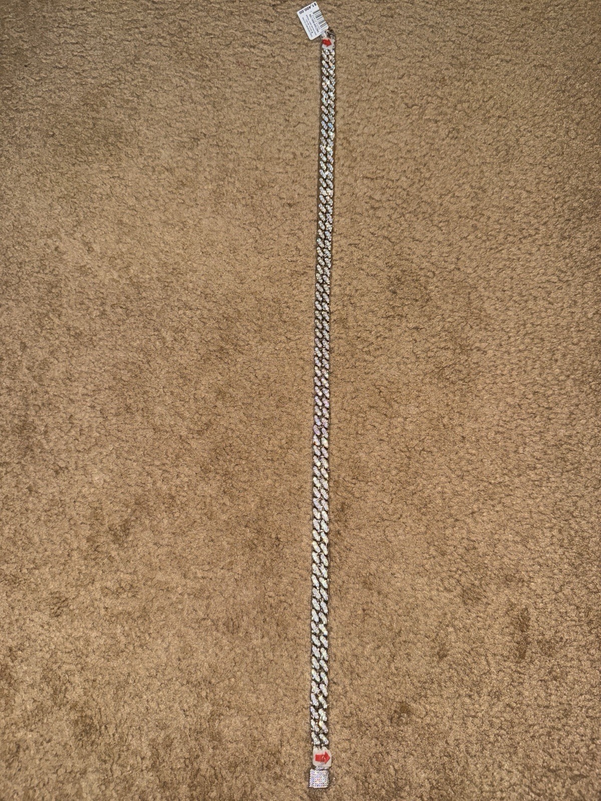 Macy’s Men’s 925 Sterling Silver Cuban Link Chain Necklace 22” Cubic Zirconia