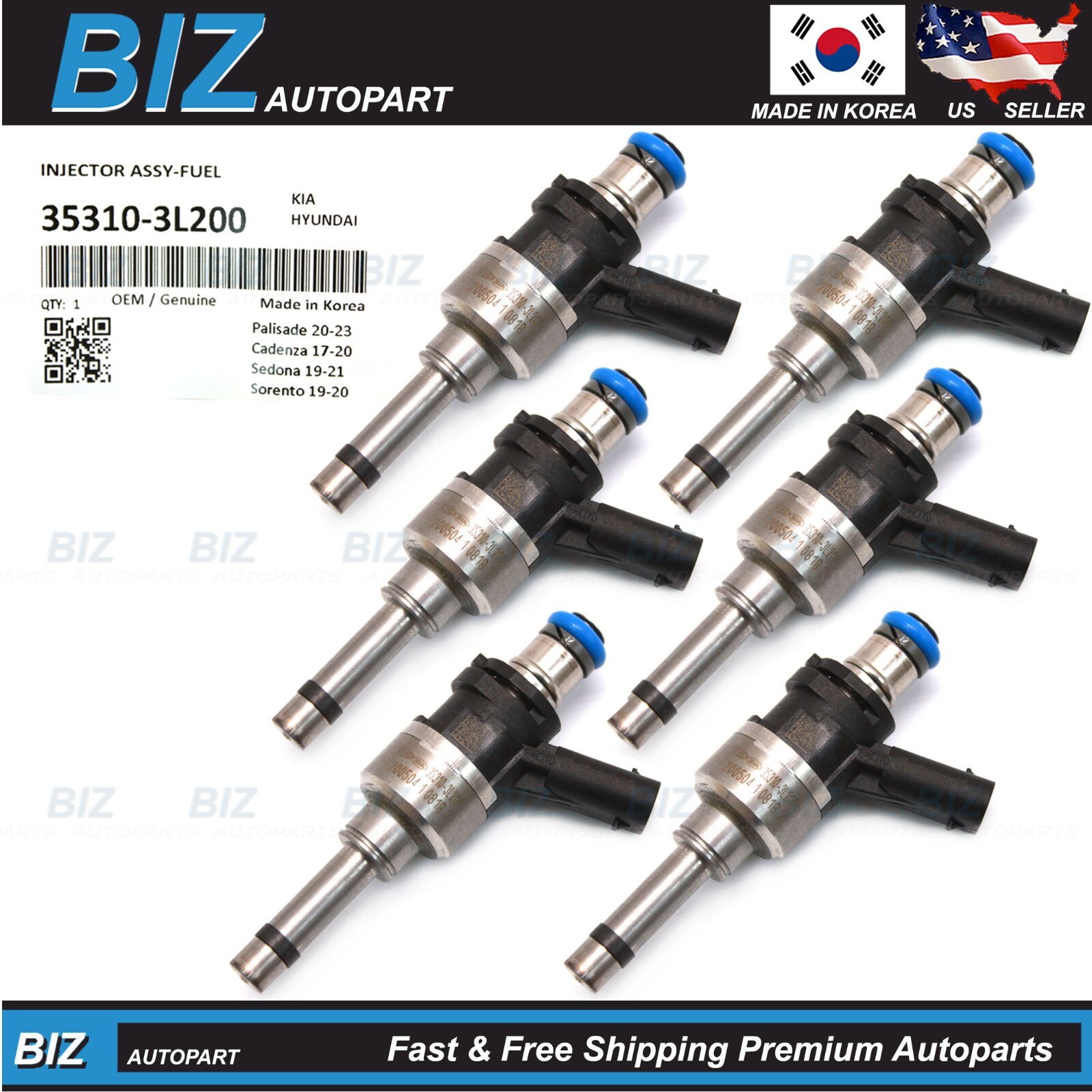 OEM 6PCS Fuel Injectors for 20-25 Palisade Sedona Sorento Telluride 35310-3L200