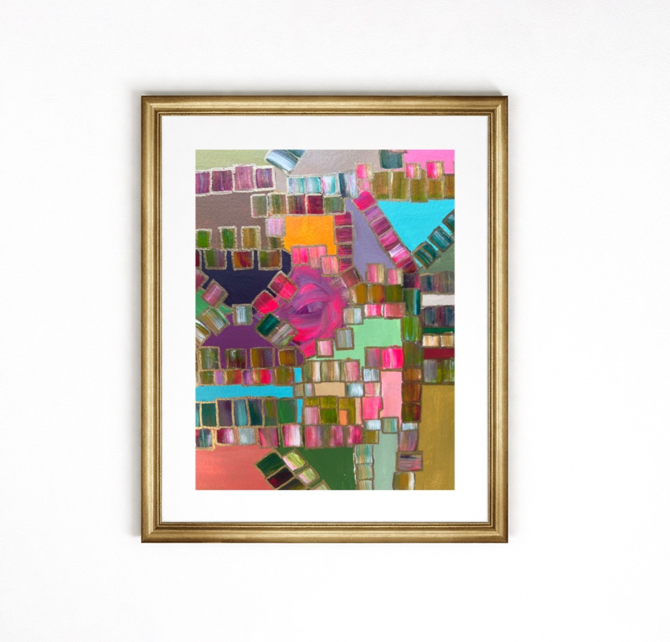 Painting Original Abstract Art Matted 11x14 Acrylic Colorful Decor Jimarieart