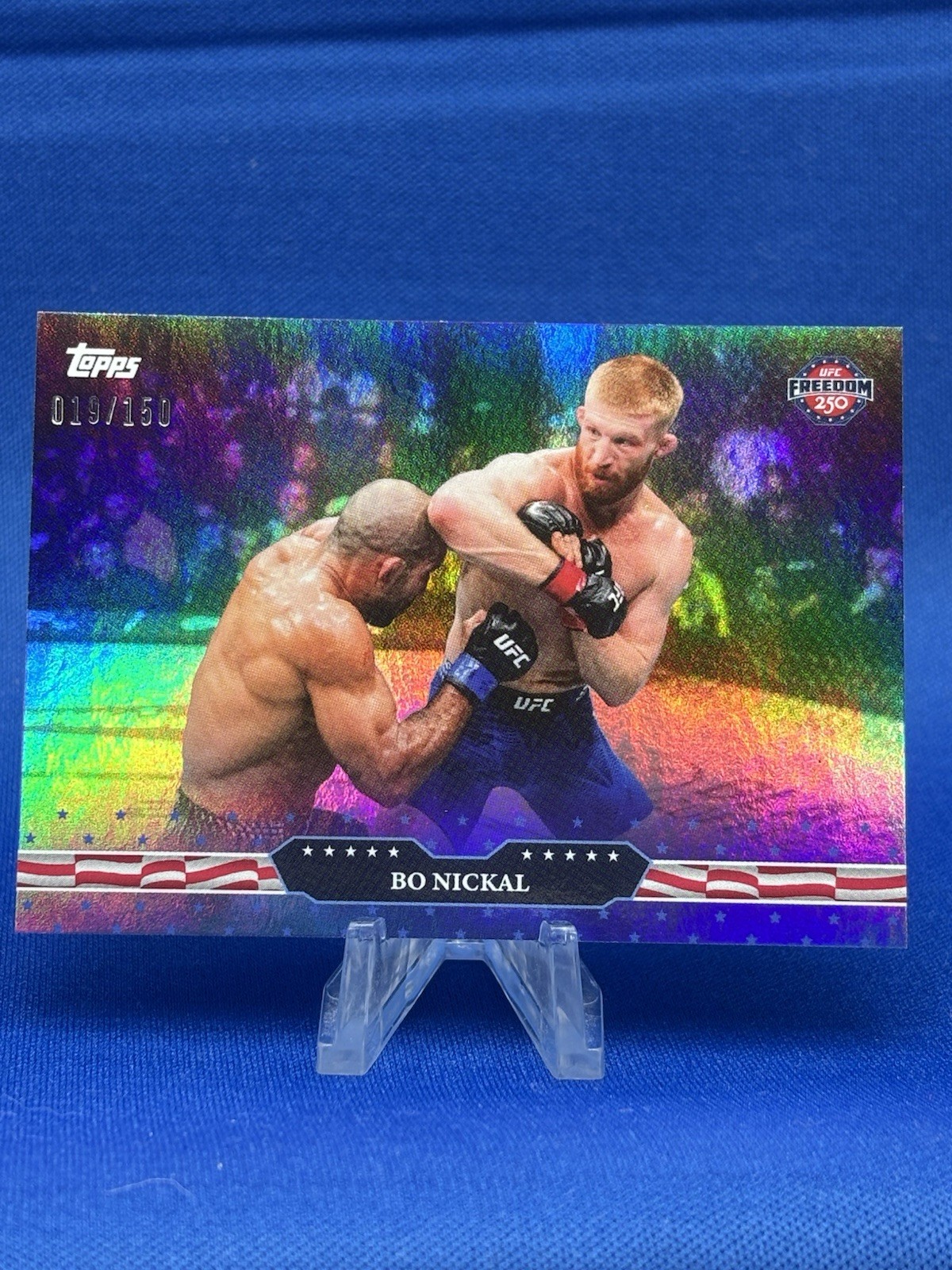 2026 Topps UFC Freedom 250 Bo Nickal Blue Foil /150 #17 2026 Topps UFC Freedom 250 Bo Nickal Blue Foil /150 #17