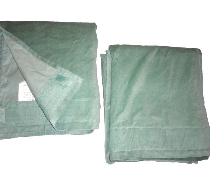 IKEA SANELA SOFT GREEN MODERN VELVET (2) ROD POCKET DRAPERY PANELS 55X95