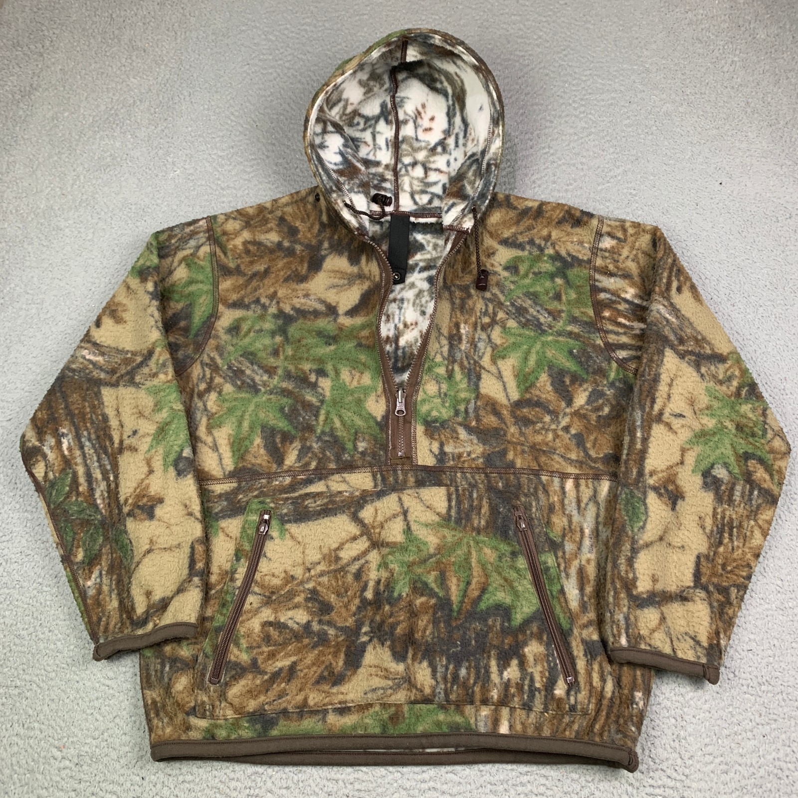 Vintage Cabela\'s Reversible Jacket Mens M Arctic Snow x Woodland 1/2 Zip Anorak Vintage Cabela\'s Reversible Jacket Mens M Arctic Snow x Woodland 1/2 Zip Anorak