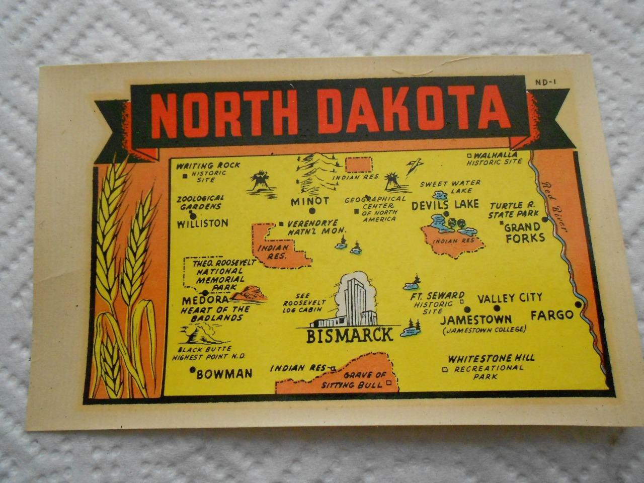 Vintage Lindgren Turner North Dakota Travel Luggage Decal in Original Sleeve