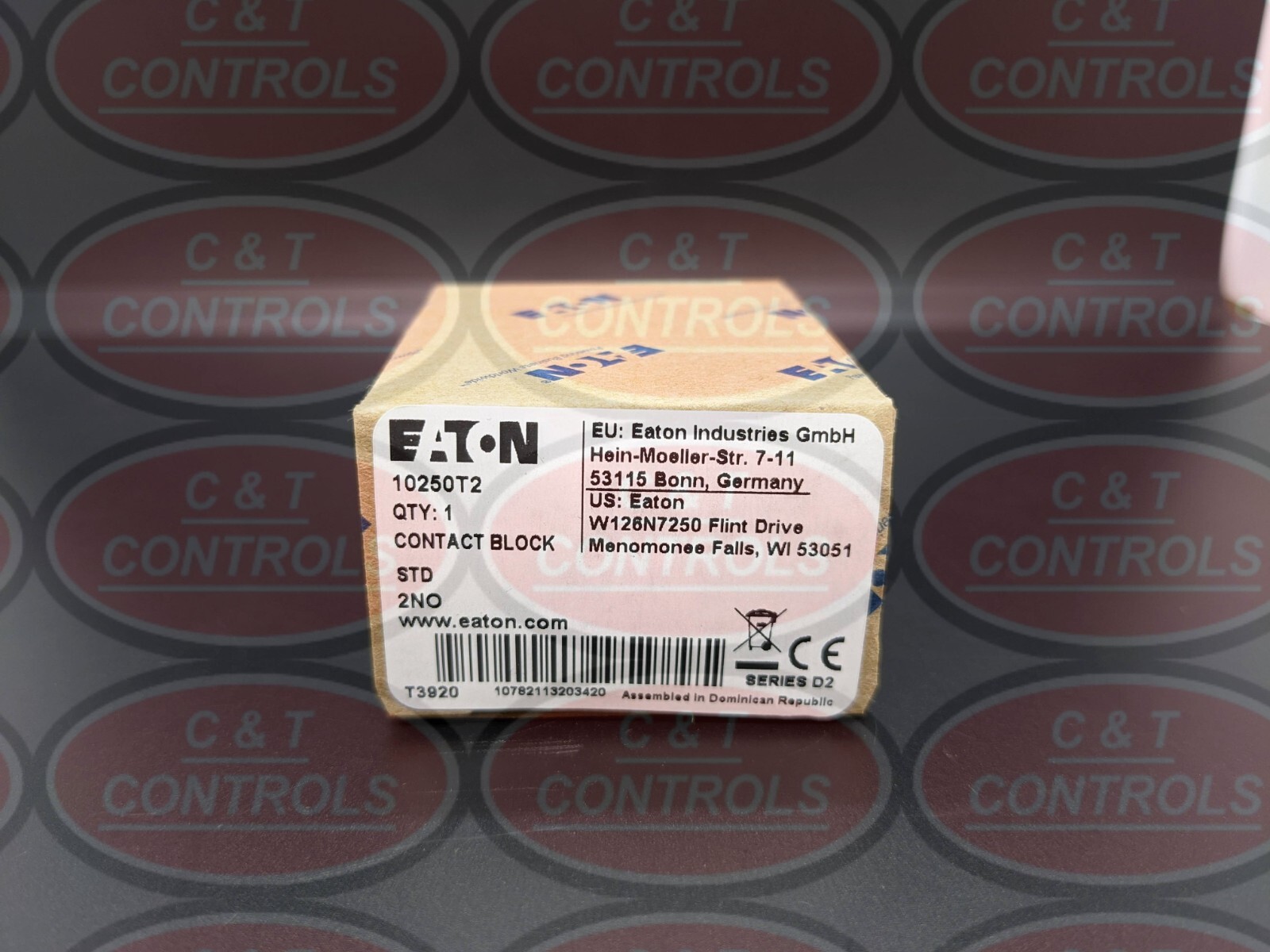 CUTLER HAMMER EATON 10250T2 30MM CONT BLK 2NO