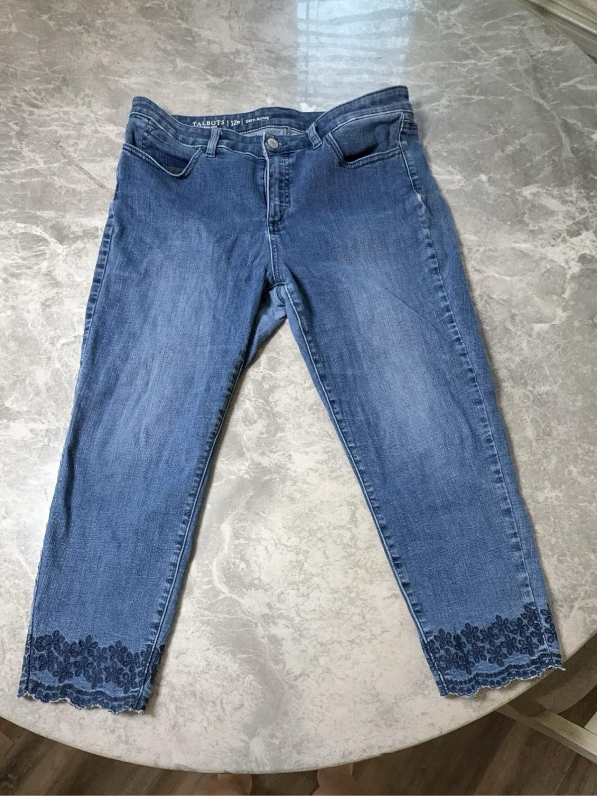 Talbots Womens Flawless Five-Pocket Slim Ankle Jeans Size P12 Light Blue Talbots Womens Flawless Five-Pocket Slim Ankle Jeans Size P12 Light Blue