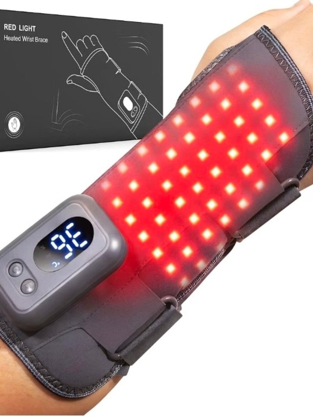 Red Light Wrist Wrap,650nm 850nm LED Hand Strap for Right Hand.