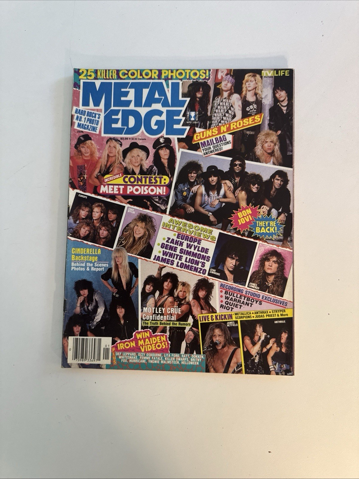 Metal Edge Magazine January 1989 RARE Ratt, Motley Crue, Ozzy Lita Ford Etc