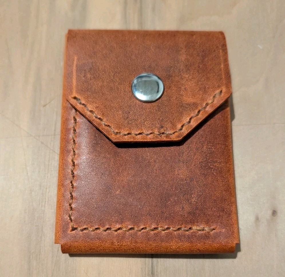 Full Grain Leather EDC Minimalist Flap Wallet USA Handmade Saddle Stitched Full Grain Leather EDC Minimalist Flap Wallet USA Handmade Saddle Stitched