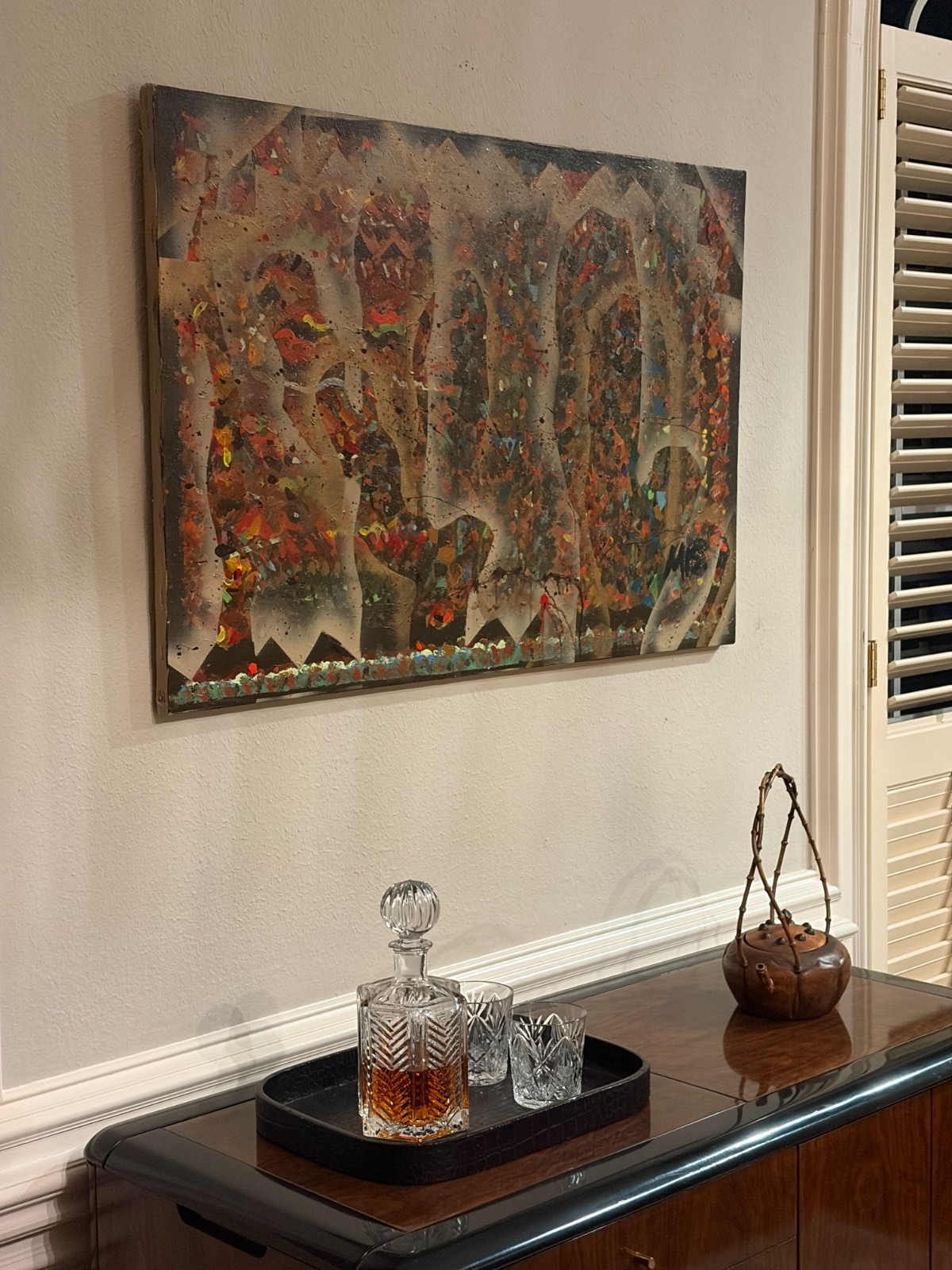 Melissa Lusk 1990 Southwestern Camouflage Abstract Painting 36x48 Original