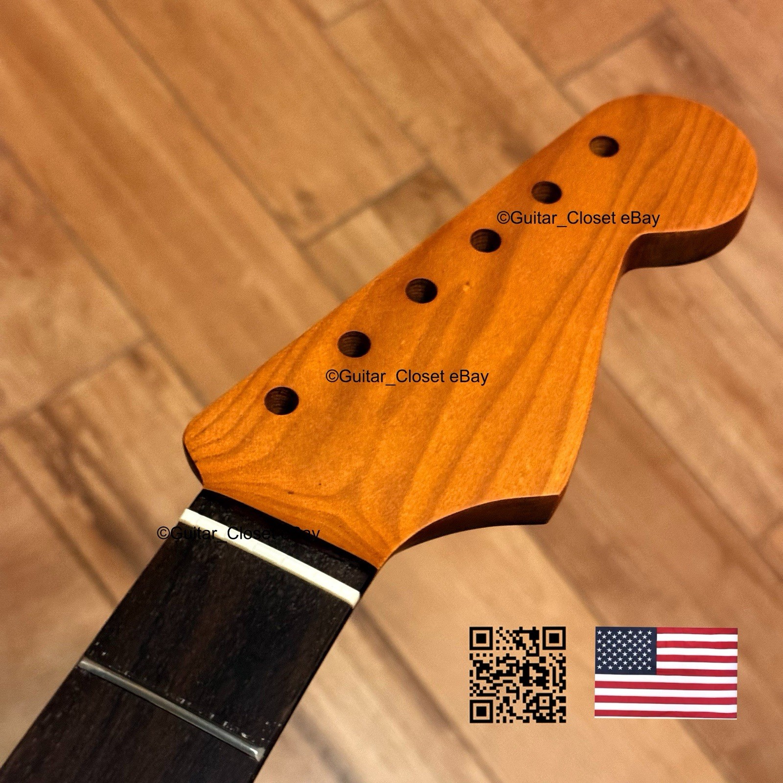 Vintage 21 Fret Roasted Maple Rosewood Strat Neck Satin Fits Warmoth Body vSR1
