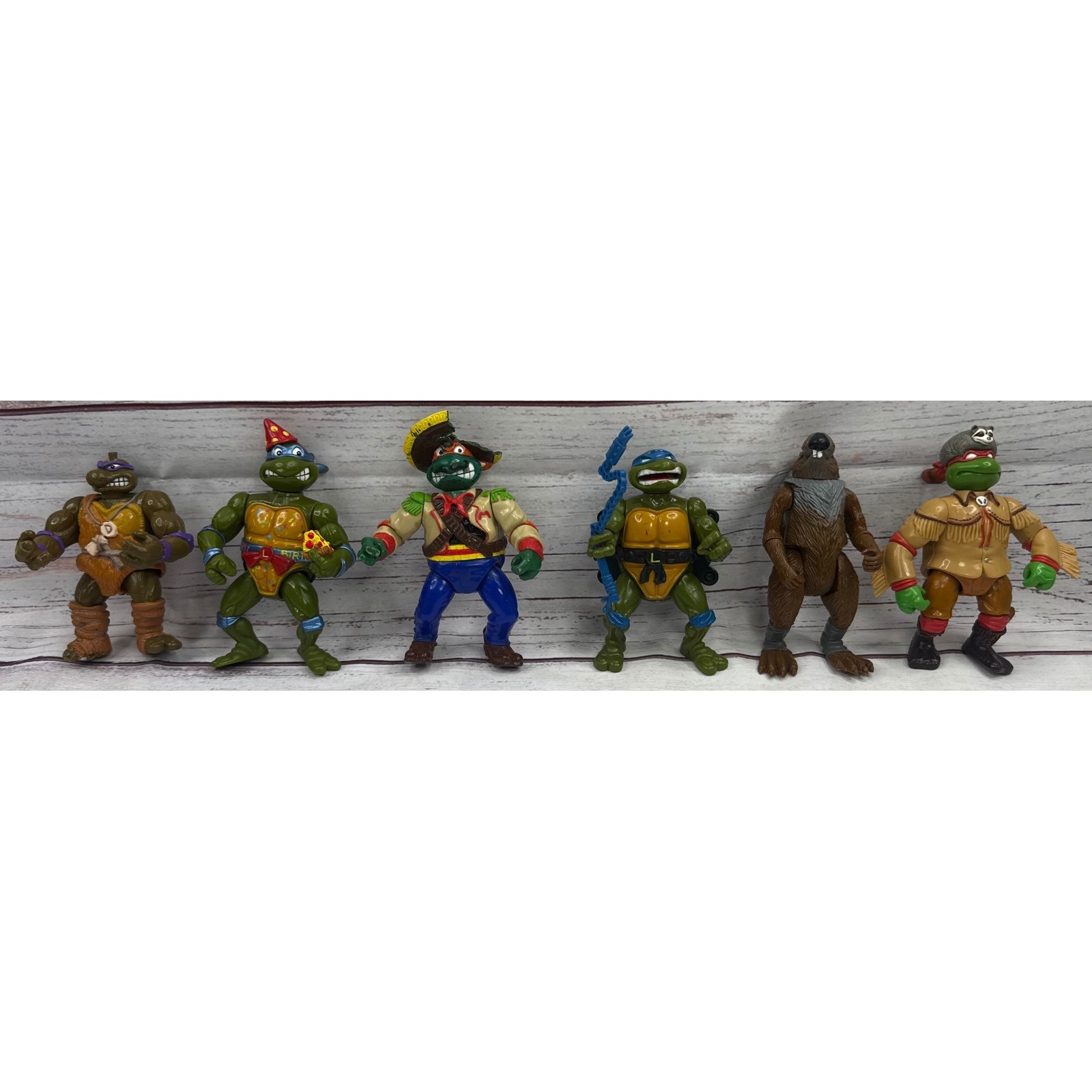 Vintage TMNT Action Figure Lot of 6 Playmates Donatello Leonardo Michelangelo