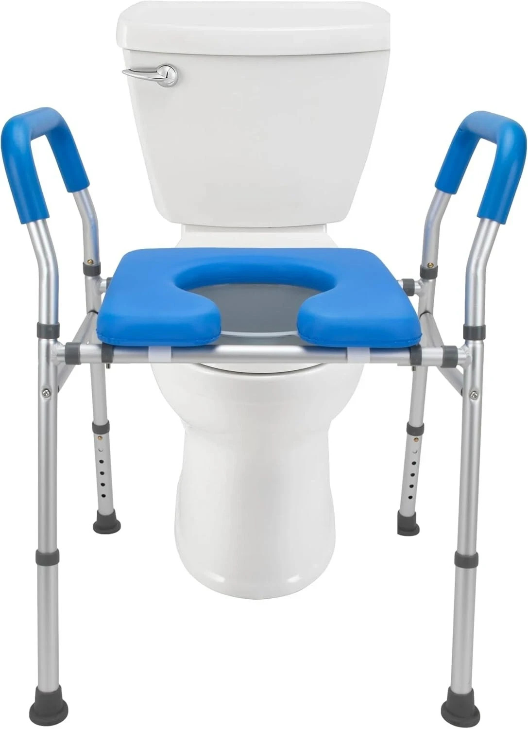Heavy Duty Adjustable Height Raised Toilet Seat with Safety Frame by Mobo