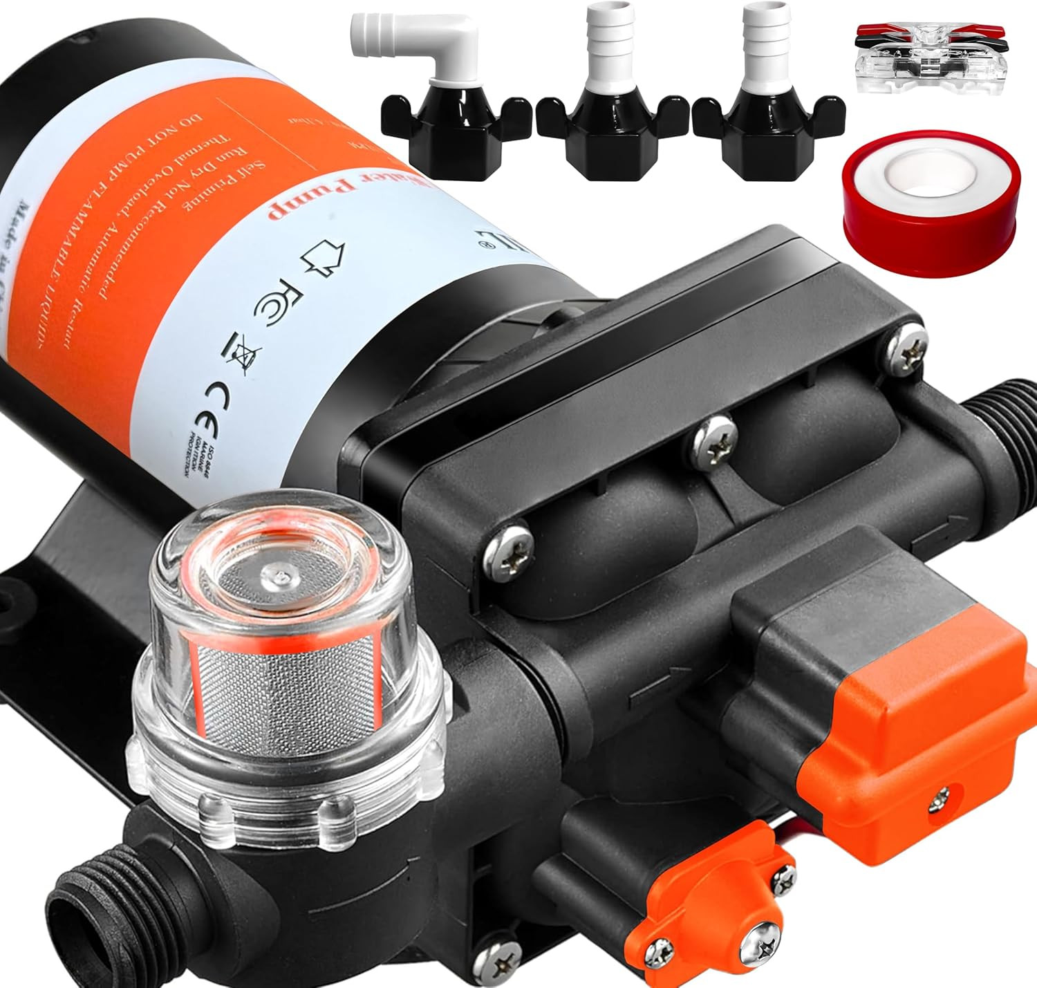 [Upgraded Version] 12V DC Self-Priming Diaphragm Water Pump,30-70 PSI Continuous