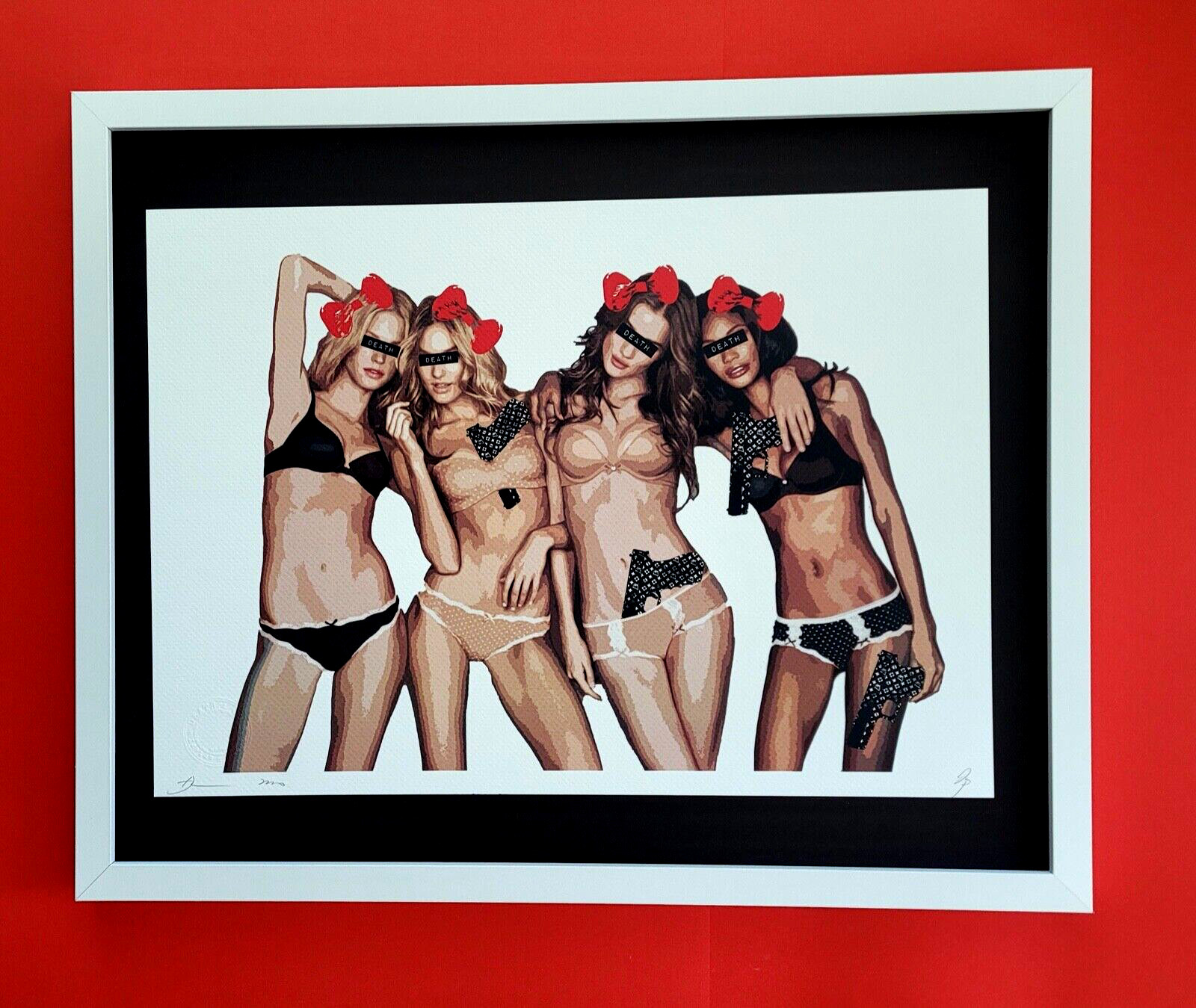 DEATH NYC Hand Signed LARGE Print Framed 16x20in COA VICTORIA'S SECRET MODELS FL