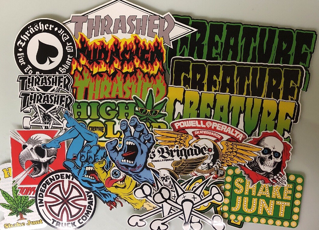 Skate Sticker Pack - Powell Peralta Santa Cruz Skateboards Thrasher Magazine 