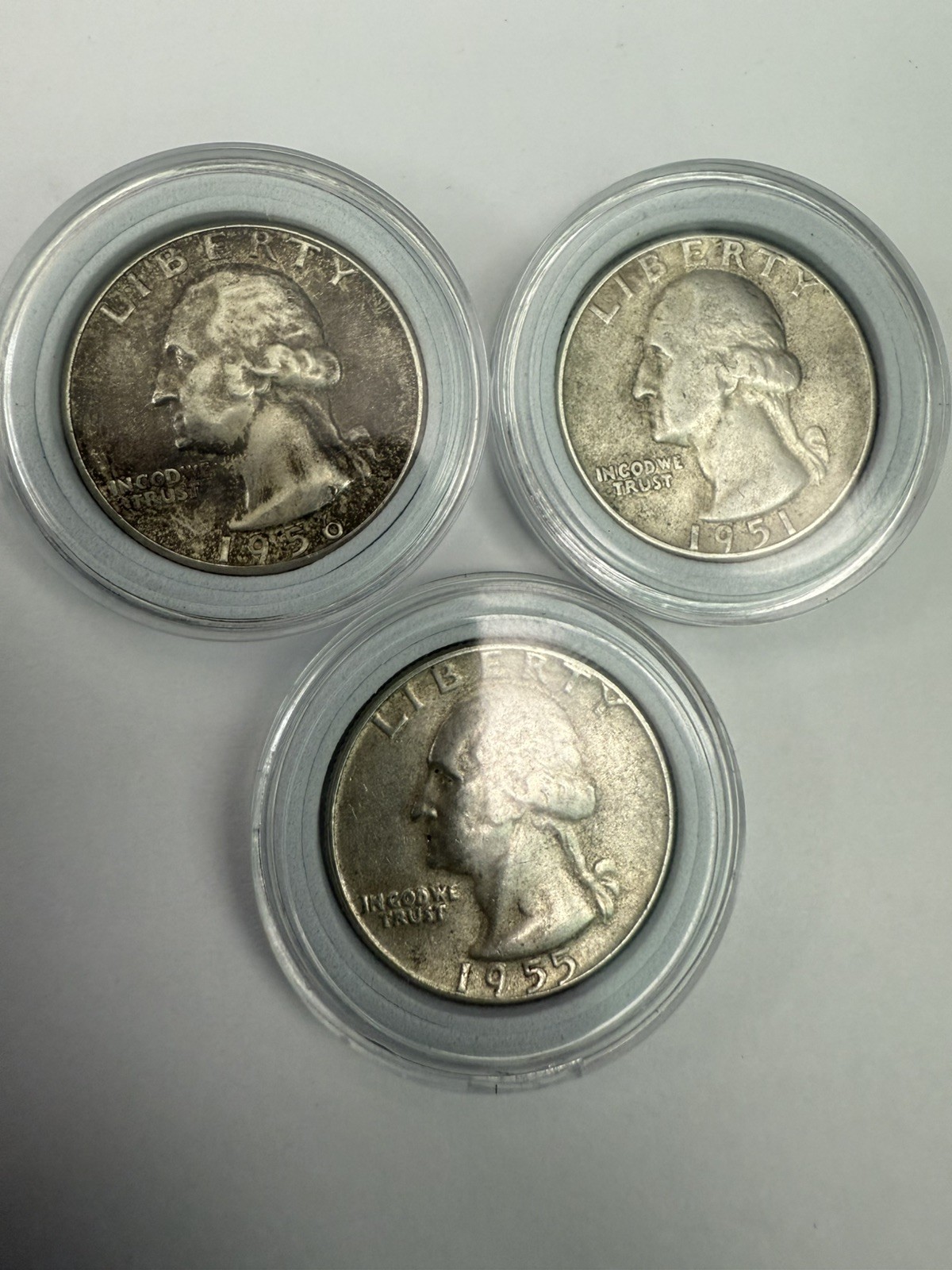 1951 1955 1956 Washington Quarter Lot | 90% Silver 25C Coins | Vintage U.S.