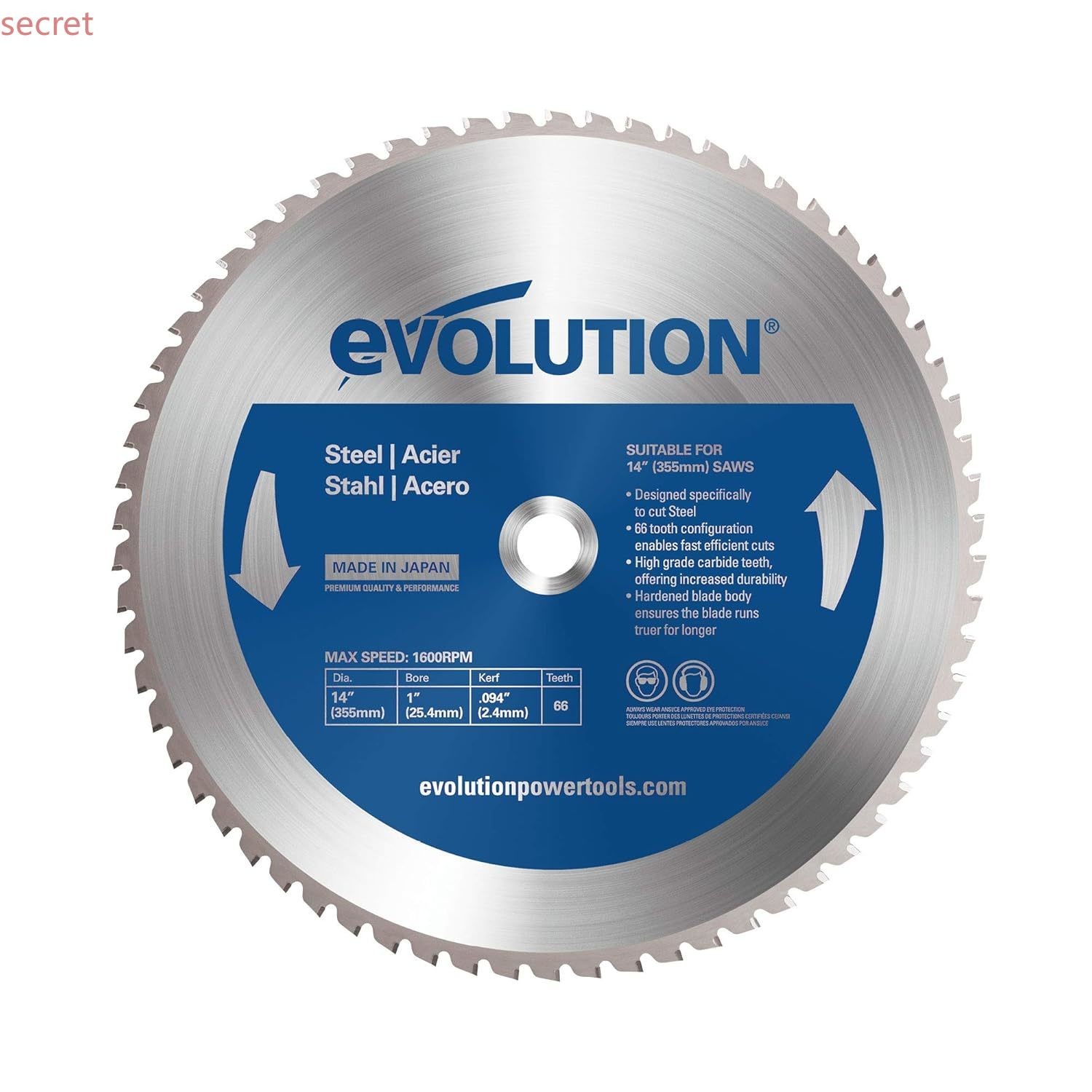 Evolution Power Tools 14BLADEST Blade for Cutting Mild Steel, Mild Steel, 14Inch